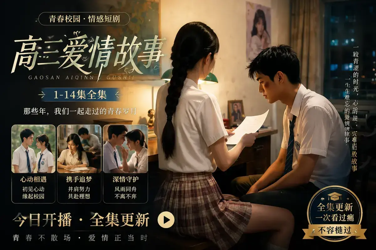 《AI 短剧高三爱情故事》高清完整版在线观看-林澈苏晚晴校园恋曲初见心动误会虐心毕业告白-高三爱情故事中字无删减版全集免费流畅播放